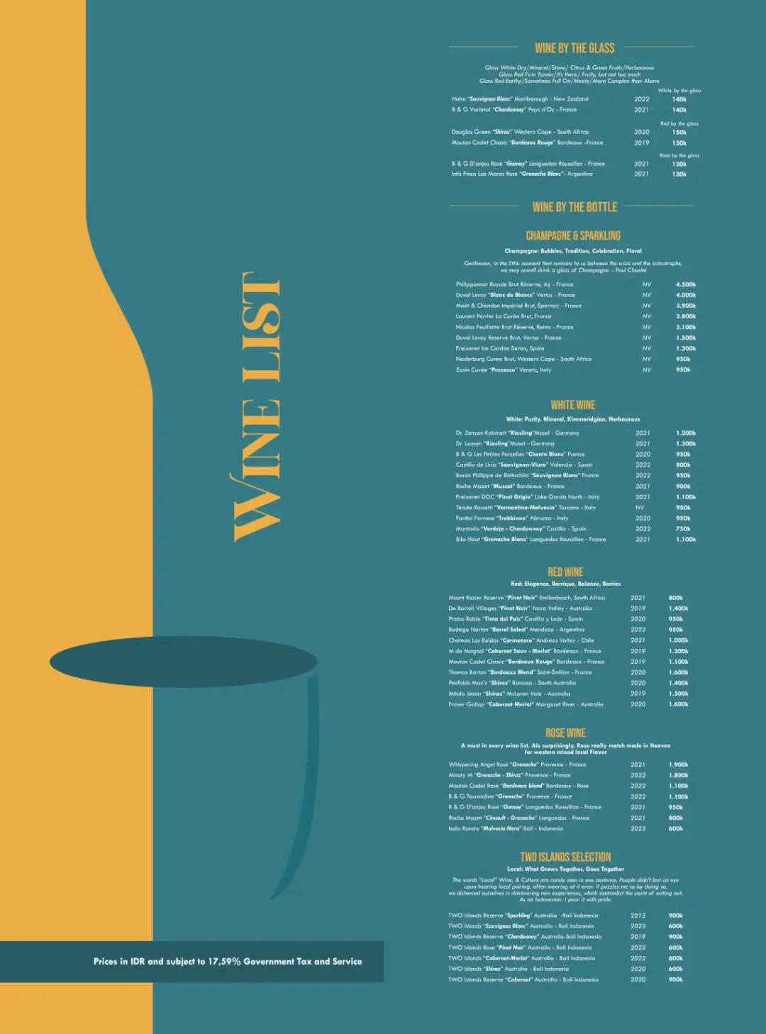 Cretya Ubud menu