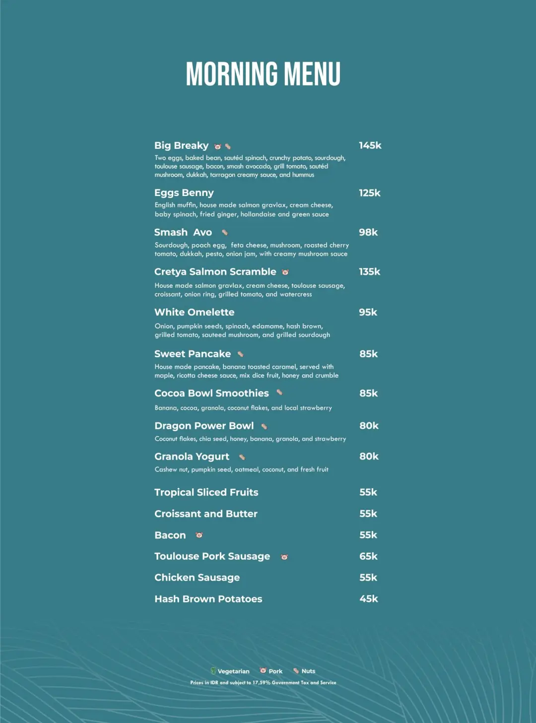 Cretya Ubud menu