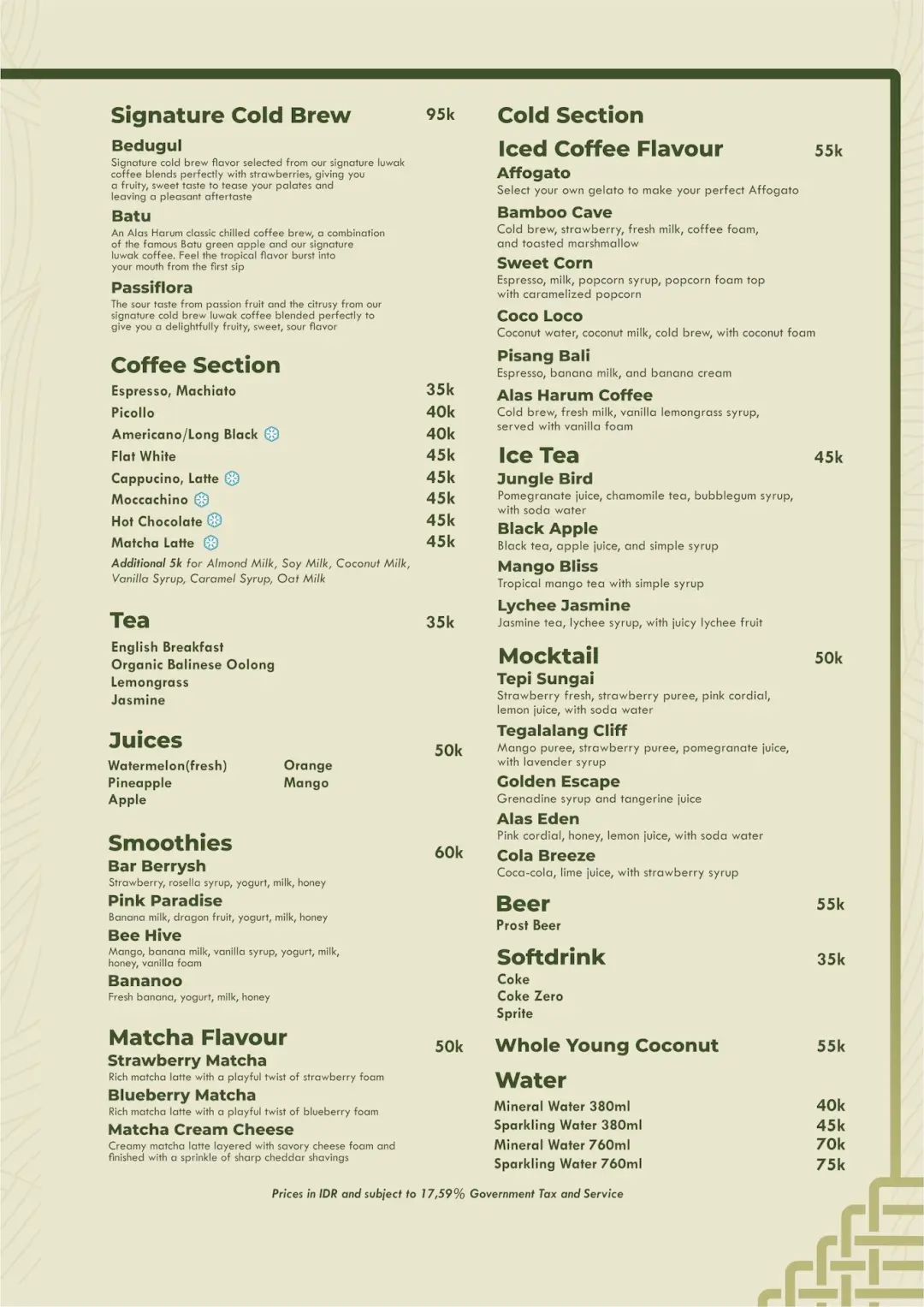 Alas harum bali menu